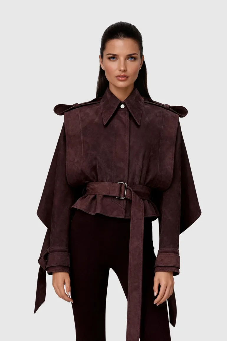 Dillon Lapel Belt Suede Jacket - 2