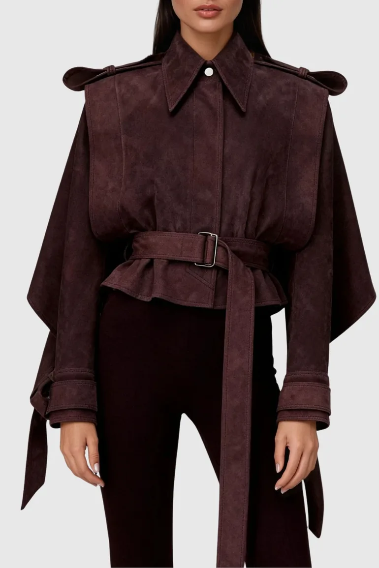 Dillon Lapel Belt Suede Jacket - 1