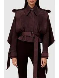 Dillon Lapel Belt Suede Jacket - 1