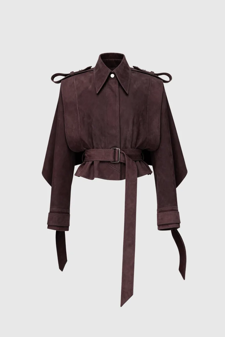 Dillon Lapel Belt Suede Jacket - 3