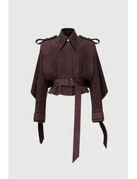 Dillon Lapel Belt Suede Jacket - 3