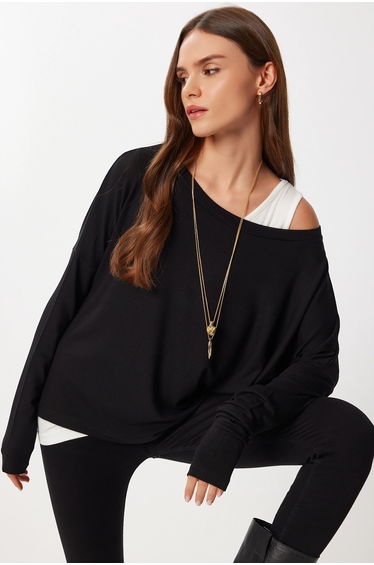 ISTANBUL Boat Neck Long Sleeve Blouse