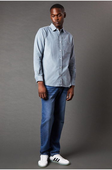 Corduroy Long Sleeve Shirt - grey
