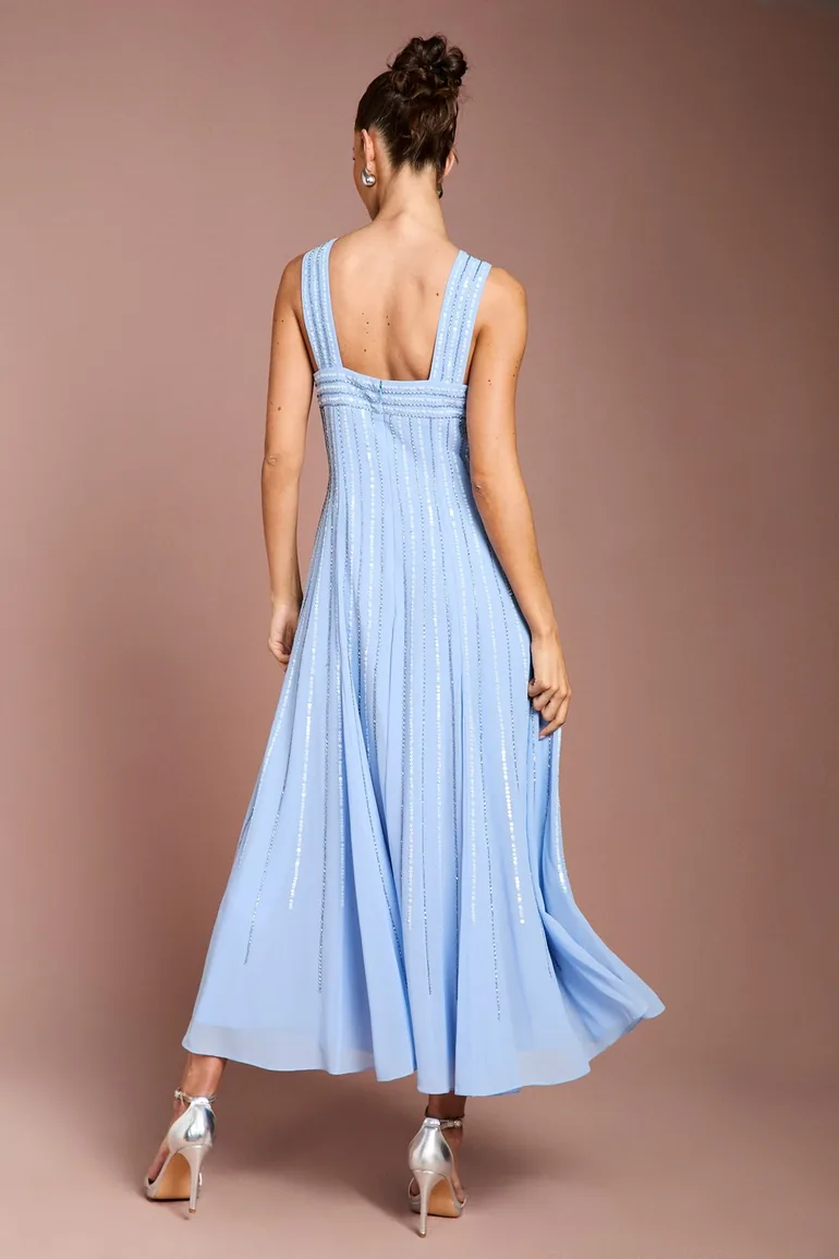 Cross Front Bow Detail Embellished Midi Dress Coast Fashion : Premium Dresses : VogaCloset Oman Cross Front Bow Detail Embellished Midi Dress Coast Fashion : Premium Dresses : VogaCloset Oman