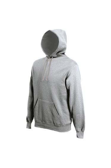 Kariban Mens Heavy Contrast Hooded Sweatshirt / Hoodie - Oxford Grey