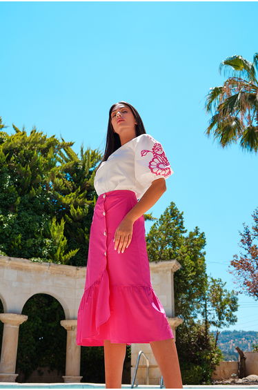 Pink Mermaid Midi Skirt