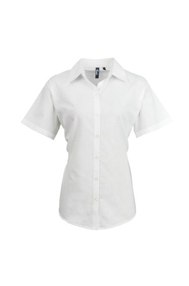 Premier Womens/Ladies Signature Oxford Short Sleeve Work Shirt - White