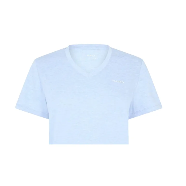 USA Pro Womens/Ladies Plain V Neck T-Shirt - Brunnera Blue - 2
