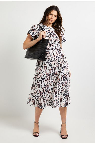 Printed Knot Midi Dress