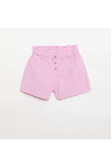 Straight seersucker shorts PURPLE