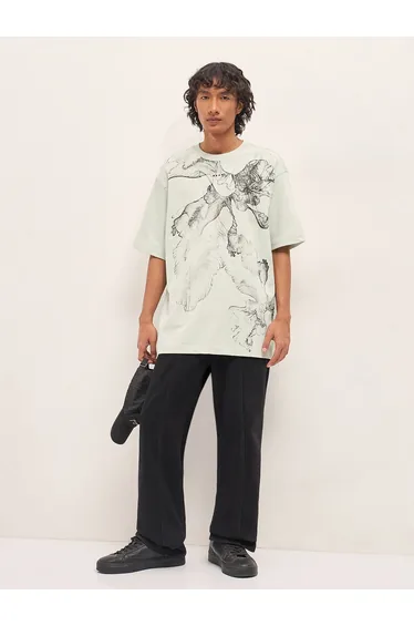 Men Pure Cotton Crew Neck Oversized T-Shirt