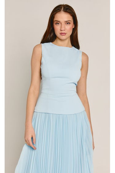 Baby Blue Drop Waist Pleated Maxi Dress