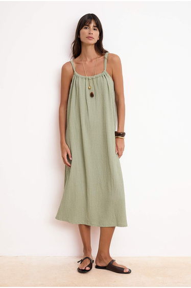 Khaki Shift/Solid Pool Collar Sleeveless Belted Textured Knitted Dress
