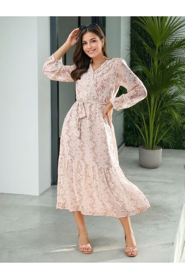 Floral Print Wrap Midi Dress