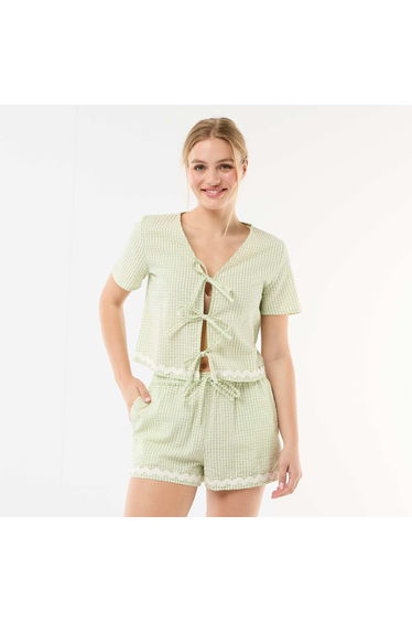 Gingham Check Short Pyjama Set 2-Piece GREEN