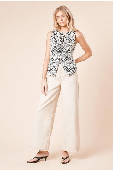 Cornelli Embroidered Waistcoat Top
