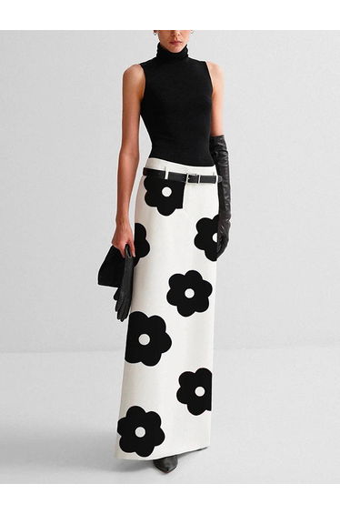 Floral Printed Split-Back Skirts Bottoms