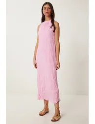 ISTANBUL Textured Halter Midi Dress