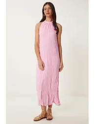 ISTANBUL Textured Halter Midi Dress - 1