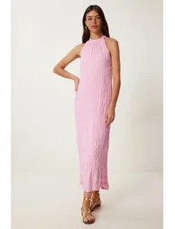 ISTANBUL Textured Halter Midi Dress - 2