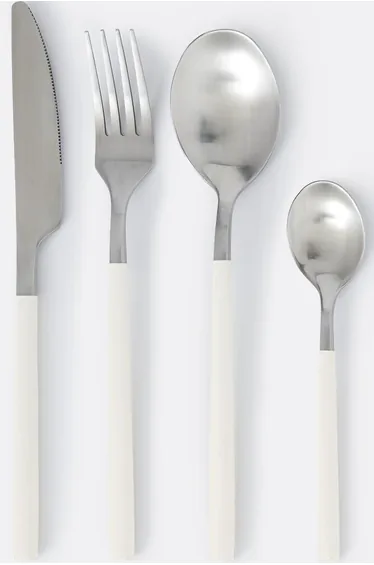 طقم أدوات المائدة 16 قطعة - أبيض