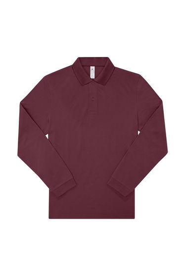 B&C Mens My Long-Sleeved Polo Shirt - Burgundy