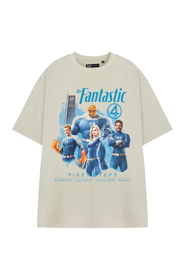 Fantastic Four Unisex Adult First Steps Short-Sleeved T-Shirt - Beige