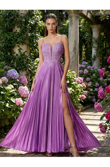 Leely Women's Elegant Spaghetti Straps Sleeveless Prom Dress