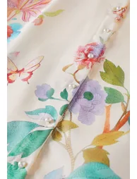 Floral-Kissed Button-Down Organza Maxi Dress with Brooch in Cream for Romantic Retreats & Sunset Dinners - 10