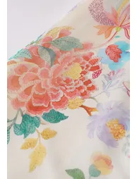 Floral-Kissed Button-Down Organza Maxi Dress with Brooch in Cream for Romantic Retreats & Sunset Dinners - 11