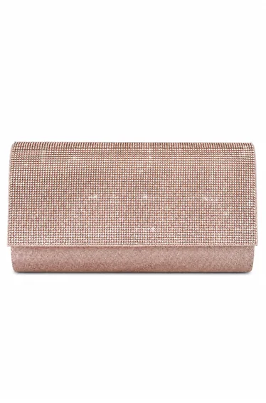 Lemonade Crystal Sparkle Clutch Bag Rose Gold