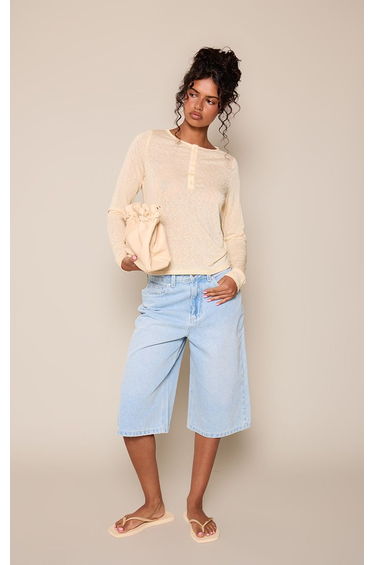 Lemon Slub Sheer Long Sleeve Top
