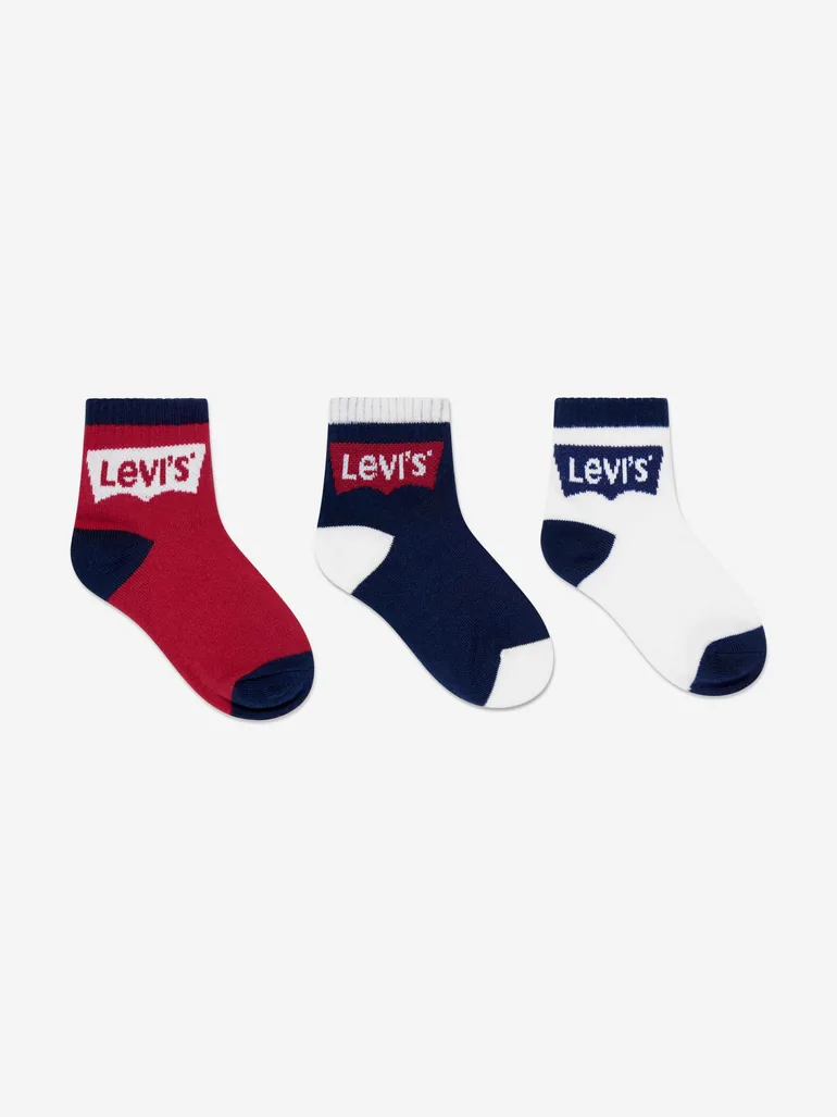Levi's Boys Batwing Midcut Socks Set (3 Pack) in Navy