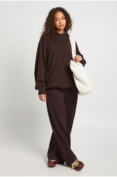Washed Raglan Seam Oversized Hoodie - chocolate