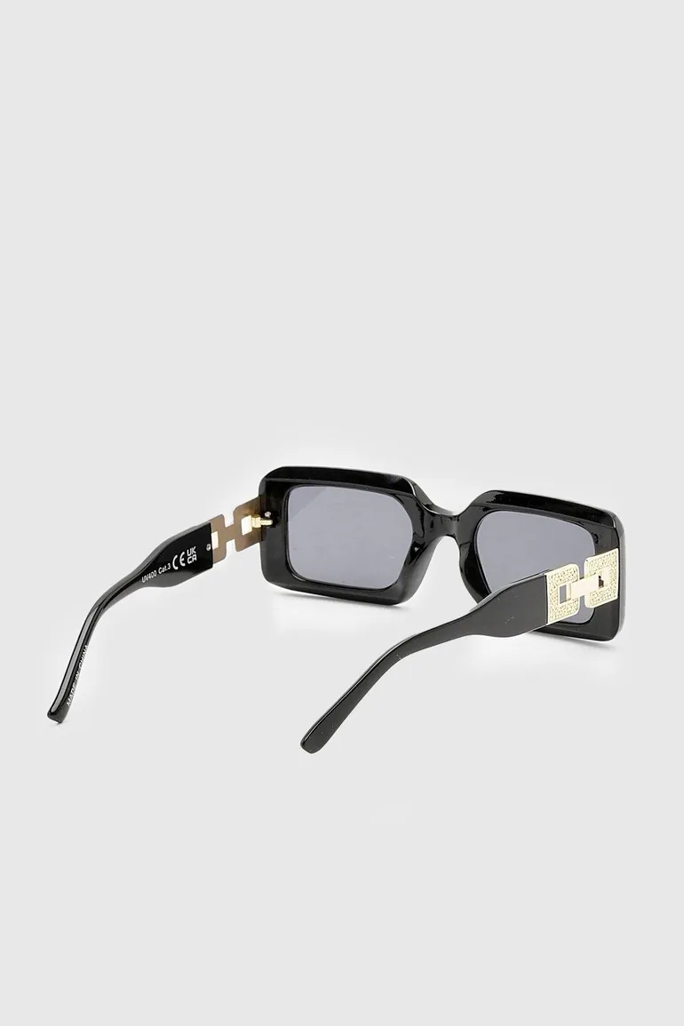 Chain Side Rectangle Sunglasses - black - 2