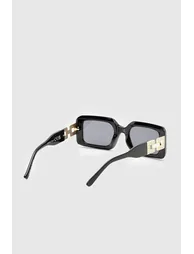 Chain Side Rectangle Sunglasses - black - 2