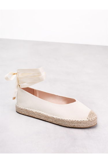 Natural Woven Tie Ankle Shoes