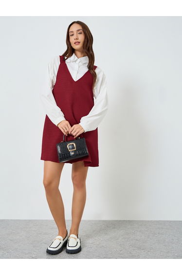 Women Burgundy Sleeveless A-Line Mini Dress