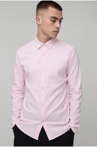 Muscle Fit Long Sleeve Shirt - light pink