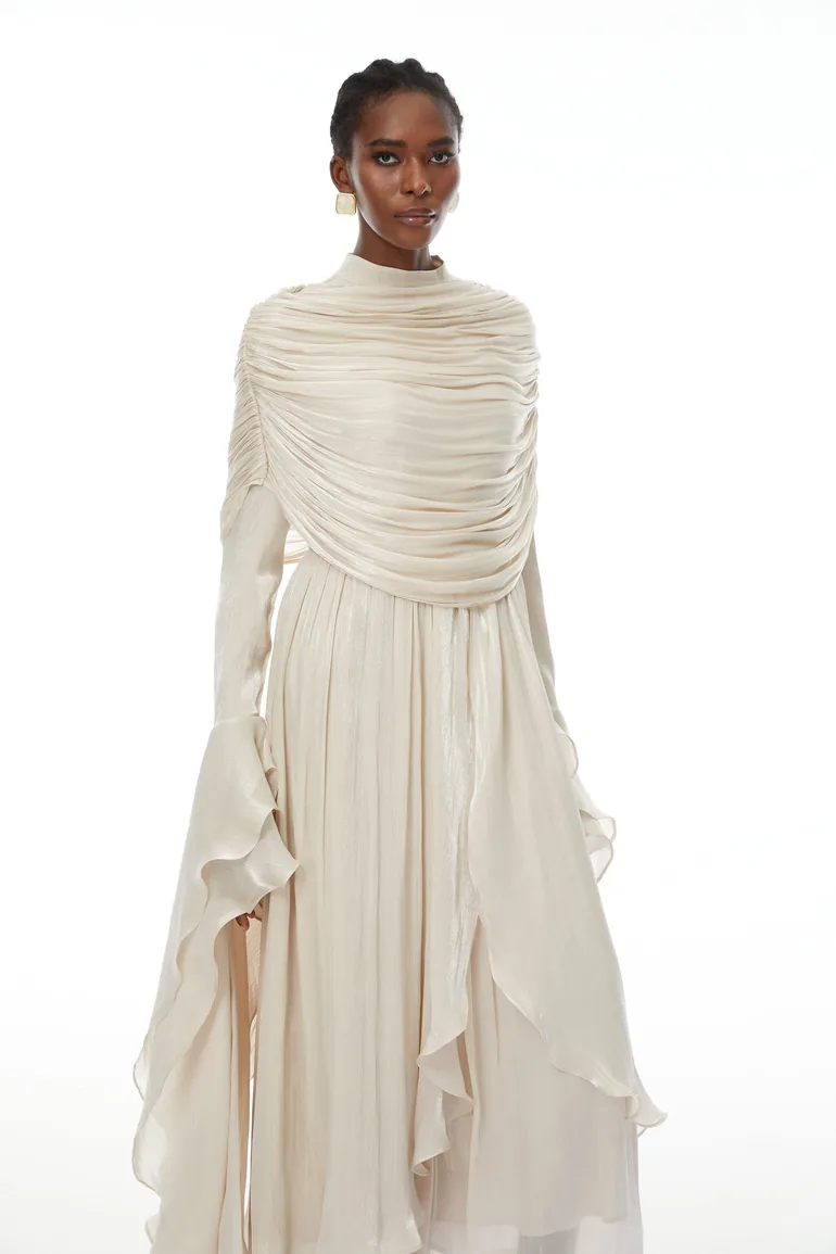 long sleeve neutral maxi dress Petal and Pup Alison Long Sleeve Maxi Dress
