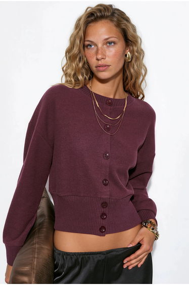BUSEM Crop Ribbed Button Cardigan