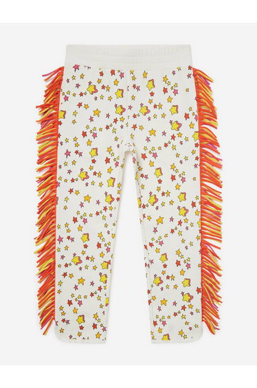 Stella McCartney Girls Fringed Star Joggers in Ivory