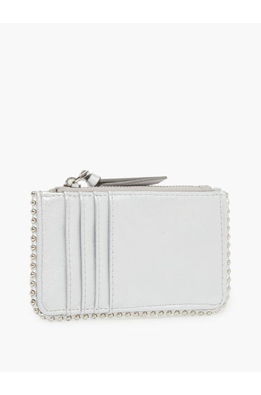 Silver Studded Card Holder Wallet