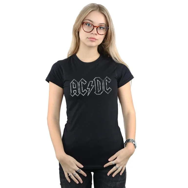 AC/DC Womens/Ladies Jagged Logo Cotton T-Shirt - Black