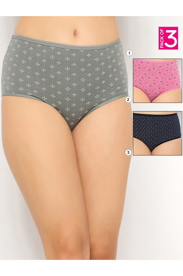Pack of 3 - Printed High Rise Hipster Briefs