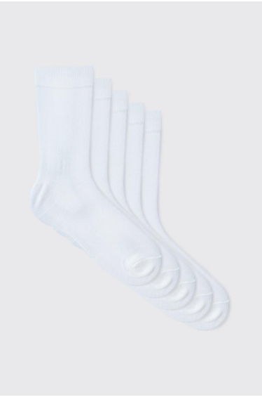 5 Pack Plain Socks - white