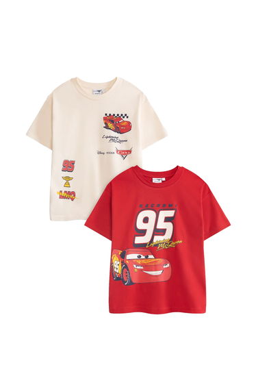 Cars Boys Lightning McQueen Short-Sleeved T-Shirt (Pack of 2) - Multicoloured