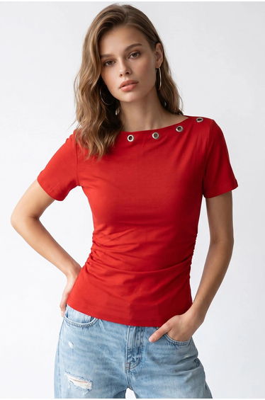 MIXRAY Women's Slim Fit Boat Neck T-Shirt
