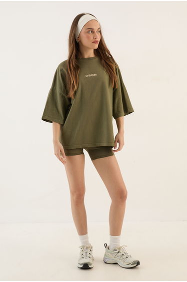 DSGN Studio Heavyweight Washed Oversized Short Sleeve T-Shirt - olive