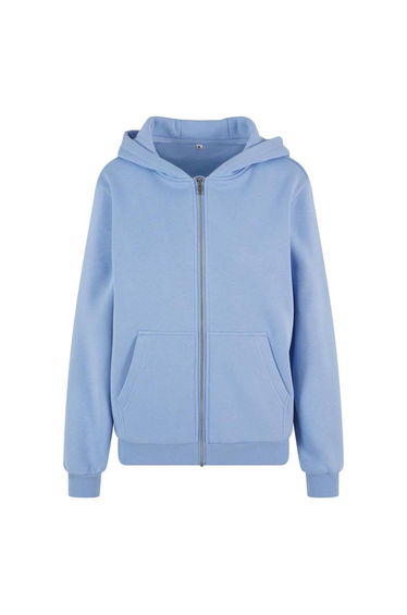 Build Your Brand Womens/Ladies Fluffy Full Zip Hoodie - Powder Blue